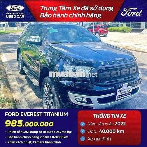 Ford Everest 2022 Titanium 2.0L 4x2 AT - 40000 km