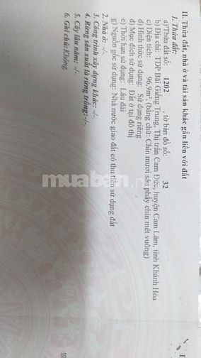 Bán đất thị trấn Cam Đức, Cam Lâm, Khánh Hoà