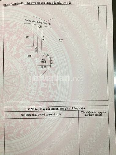 Xã Phúc Trìu - Thái Nguyên, dt 271,4m2 full thổ cư mặt tiền 4,5m.