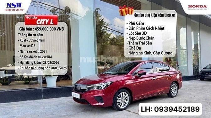 Honda City L (Xe qua sử dụng chính hãng)