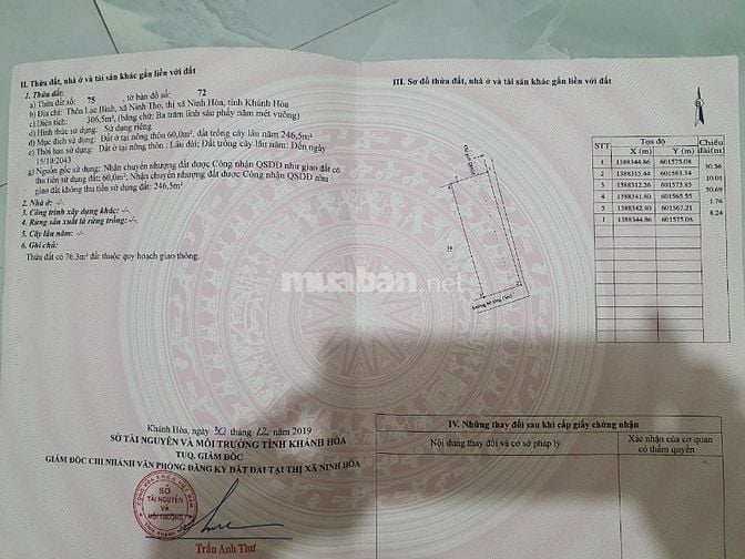 Cần bán nhà Yến tại xã Ninh Thọ, Tx Ninh Hòa, Khánh Hòa