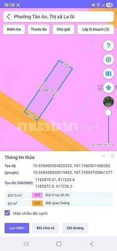 Lô Đất 15x60( 897m2) 175m2 Thổ Cư Trưng Nhị Tân An Giá Cực Ngộp