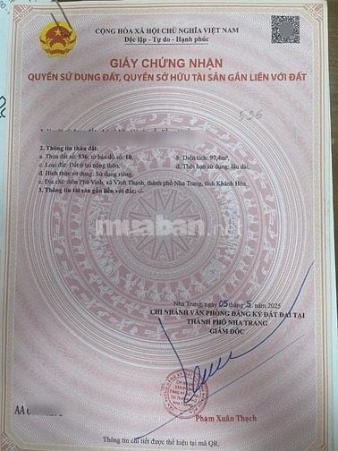VN167 Bán đất mặt tiền đường Liên Hoa Vĩnh Ngọc - Tây Nha Trang