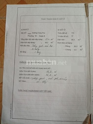 BÁN NHÀ MẶT TIỀN HƯNG PHÚ .P. CHÁNH HƯNG