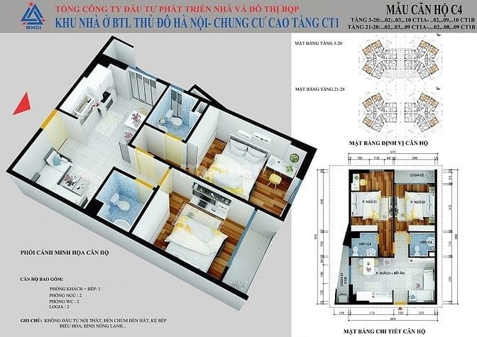Cho thuê căn hộ chung cư CT1B Yên Nghĩa 2PN+2VS, 7,5 triệu, 62 m2
