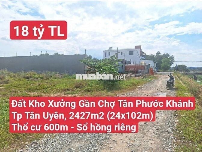 🆘 Đất Kho Xưởng Gần Chợ Tân Phước Khánh TpTân Uyên (P Tân Khánh HCM)