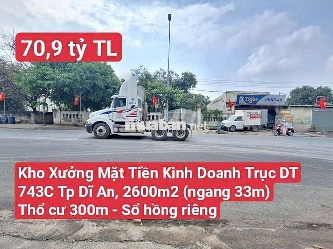 Mặt Tiền Kinh Doanh Kho Xưởng Trục ĐT 743C Tp Dĩ An (P. Dĩ An TpHCM)