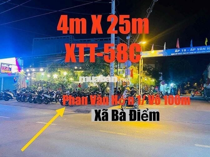 🌹ĐẤT 4m X 25m-MT Nhựa 12m-Phan V Hớn Vào 100m-Bà Điểm