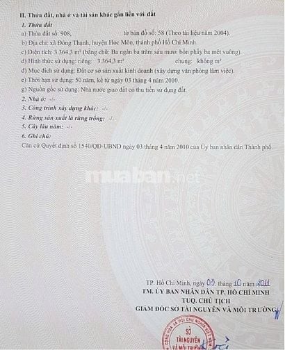 Bán đất MT Đông Thạnh Hóc Môn 