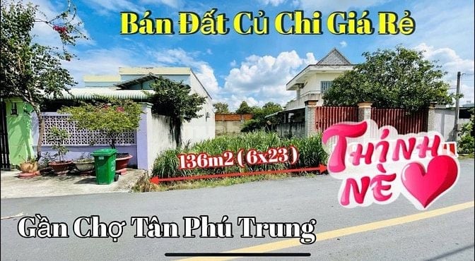 ĐẤT MẶT TIỀN ĐƯỜNG NHỰA. 136M2 THỔ CƯ.SHR tại CỦ CHI .GIÁ NGỌP 790TR