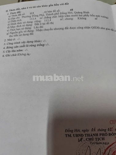 Bán đất diện tích 112m2 gắn liền nhà cấp 4 full đất ở