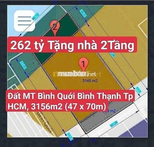 Bán Đất Tặng Nhà 2Tầng MT Bình Quới, Bình Thạnh (P. Bình Quới Tp HCM)