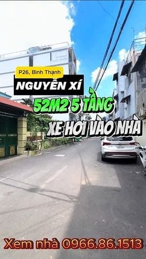 Nhà đẹp 52m2 gần Vincom Nguyễn Xí, chủ bán 2 tỷ 580. Hẻm 7m,xây 4 tầng