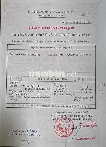 Nhà hẻm cụt, TTHC quận Tân Phú, có mọi tiện ích, khu an ninh quân đội.