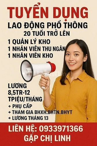CẦN TUYỂN QUẢN LÝ KHO, NHÂN VIÊN THU NGÂN VÀ NHÂN VIÊN KHO
