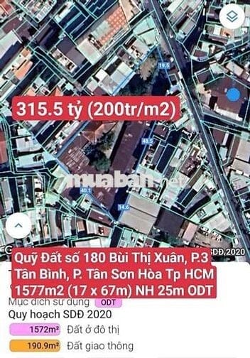 Quỹ Đất Số 180 Bùi Thị Xuân, P3, Tân Bình (P. Tân Sơn Hòa, Tp.HCM)