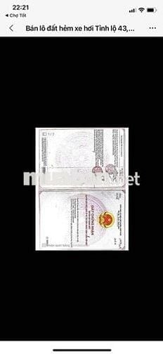 Bán lô đất tỉnh lộ 43 phường Bình Chiểu tp Thủ Đức