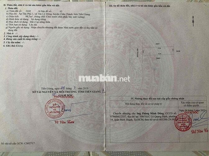 Cần bán gấp đất nền thổ cư phía sau KCN Tân Hương