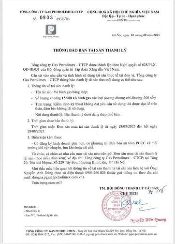 Cần thanh lý tài sản (vỏ bình gas bằng thép)