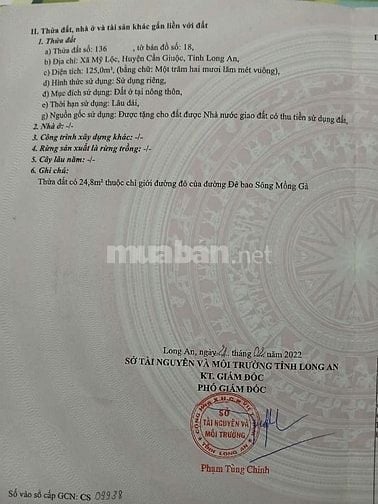 Bán Đất MT Long An , Cần Giuộc , Mỹ Lộc