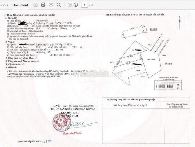 NHÀ HẺM 36,5 M2 TẠI ĐƯỜNG SỐ 2, P3,GÒ VẤP, 3,25 TỶ (TL), SỔ HỒNG RIÊNG