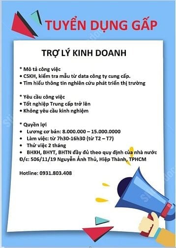TRỢ LÝ KINH DOANH - CHĂM SÓC MẪU