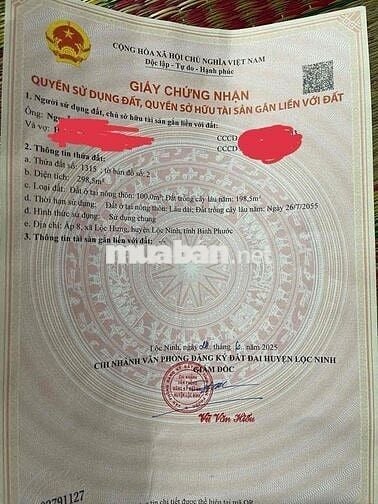 đất lộc ninh chính chủ cần bán .
