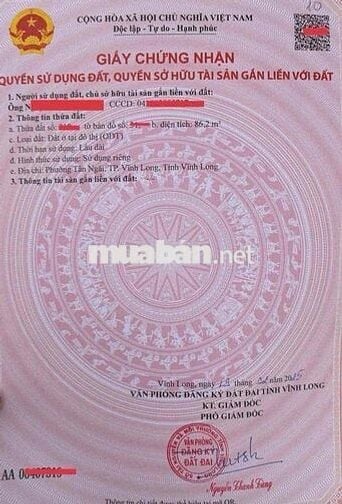 BÁN GẤP NỀN DIỆN TÍCH 86,2M THỔ CƯ - ĐẤT PHƯỜNG TÂN NGÃI-  T. VĨNH LON