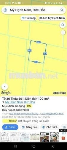 Bán đất chính chủ tại xã Mỹ Hạnh Nam, huyện Đức Hòa, tỉnh Long An
