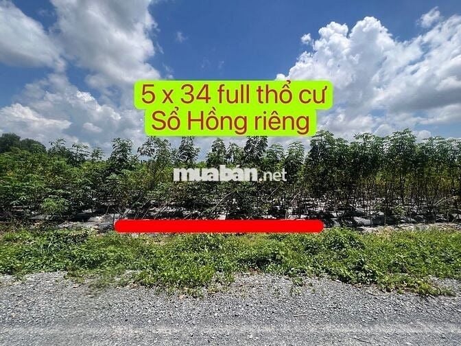 5 x 34 full thổ cư ngay KCN Phước Đông sổ Hồng riêng chỉ 595 triệu