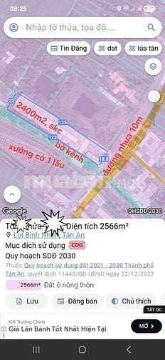 Nhà xưởng 2,400m2 đất 1 lầu, 3MT đường 10m, Lợi Bình Nhơn, Tân An, LA.