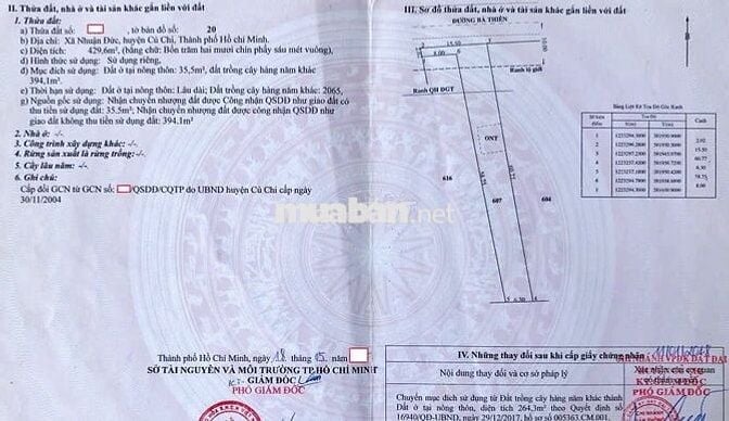 Bán đất mặt tiền đường Bà Thiên, Nhuận Đức, Củ Chi - pháp lý rõ ràng
