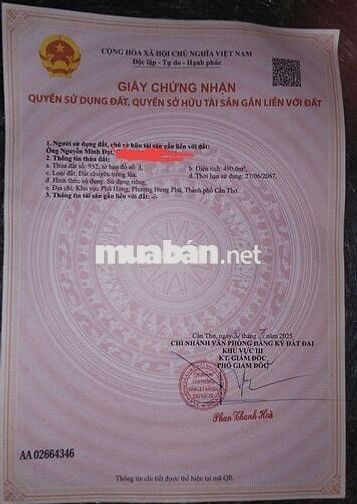 Đất chính chủ 
Vị trí Tuyến lộ hậu kênh Thạnh Đông(nối mù u - bến bạ
)