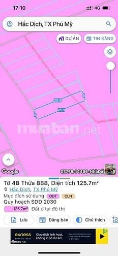 Đất trống 125m2 Phường Hắc Dịch, Thị xã Phú Mỹ