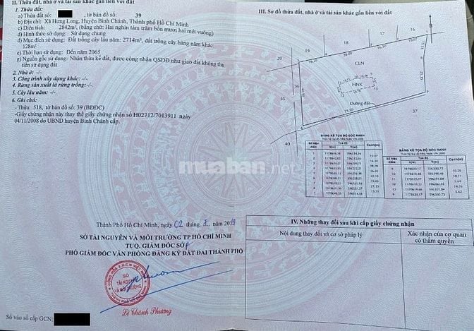 Bán đất trồng cây lâu năm 2.842m xã Hưng Long, cao Tốc Bến Lức- LT