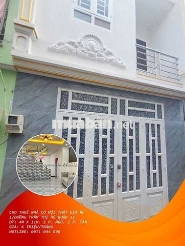 Cho Thuê Nhà Mới Giá Rẻ 1/Đường Trần Thị Hè P. Hiệp Thành Q12