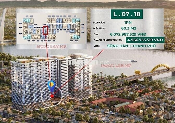 4,9 TỶ - CĂN 1PN – THE LEGEND CẦU RỒNG – HỖ TRỢ VAY 70% ÂN HẠN GỐC LÃI