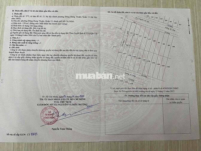 Bán Đất KDC Đồng Phượng - 5x24 - P. Đông Hưng Thuận - Tham Lương