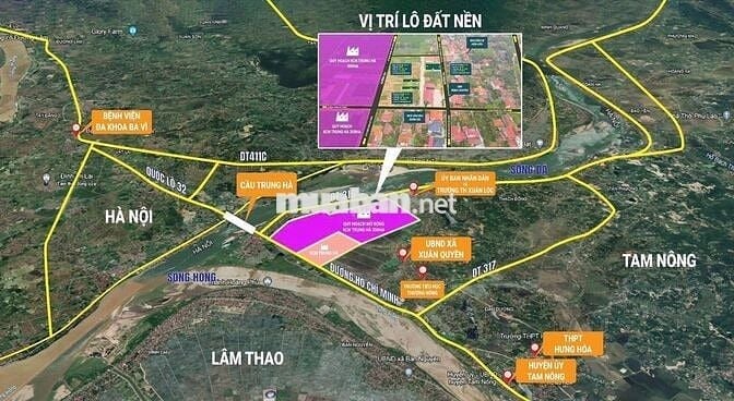 Bán đất đấu giá full thổ cư, giáp khu CN Trung Hà 200 ha, Ba Vì-Hà Nội