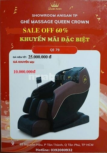 Thanh lý ghế Massage Queencrown hàng trưng bày
