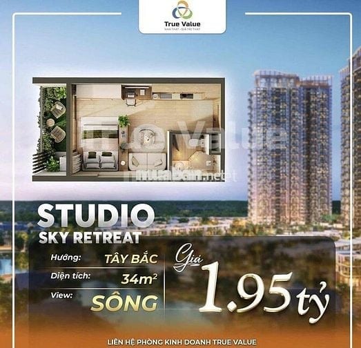 34.5m2 1PN 1WC, tầng đẹp toà S2, view thoáng mát, vốn tự có chỉ 470tr