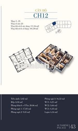 Căn hộ 110m2 3PN căn hộ 12 tầng 11, Ngõ 13 đường Lĩnh Nam, Hà Nội