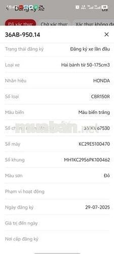 Cbr 150 mới đi được 1 tháng