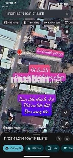 Chính Chủ Bán Đất Hai Mặt Tiền Đườg Nhựa 200tr/m Ngang ( Bao Sang Tên)