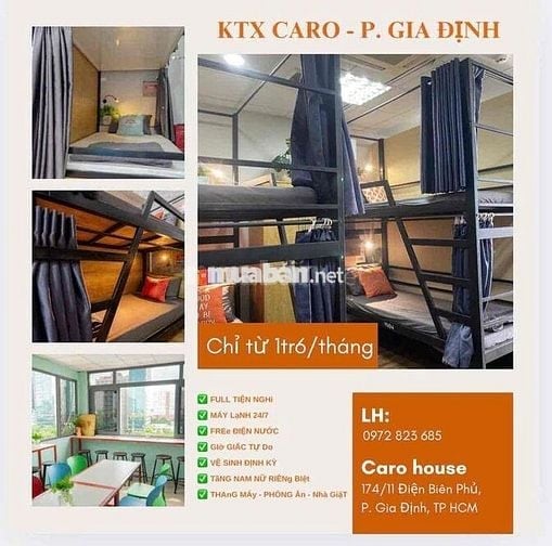 Ký túc xá / giường tầng Nam Nữ Bình Thạnh
