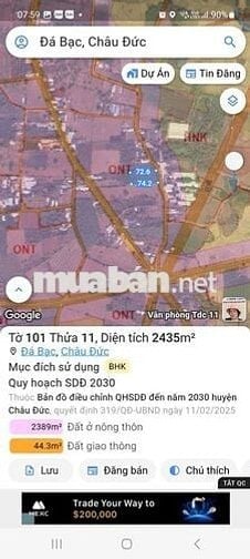 BÁN ĐẤT ĐÁ BẠC (GIÁP BÌNH BA) CHÂU ĐỨC