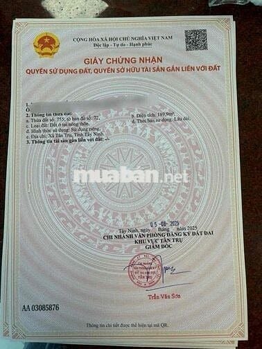 dt : 190m2 , giá : 379tr ( bớt lộc ) bình tịnh-tân trụ - long an