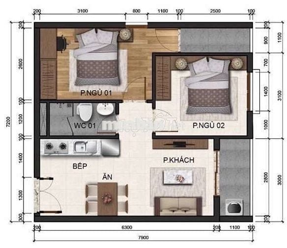 Căn hộ 56m2 2PN Fresca Riverside Chợ đầu mối thủ đức