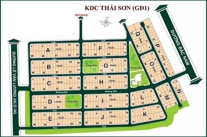 Đất sổ hồng khu dân cư Thái Sơn 1 Nhà Bè giá tr/m2 diện tích 250m2