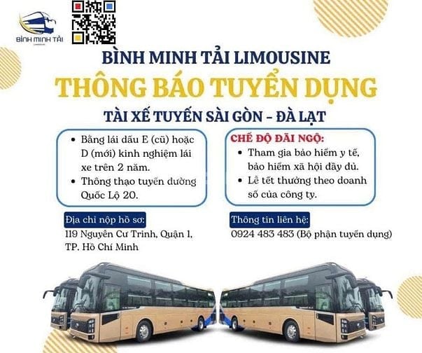 NHÀ XE BÌNH MINH TẢI TUYỂN TÀI XẾ LIMOUSINE